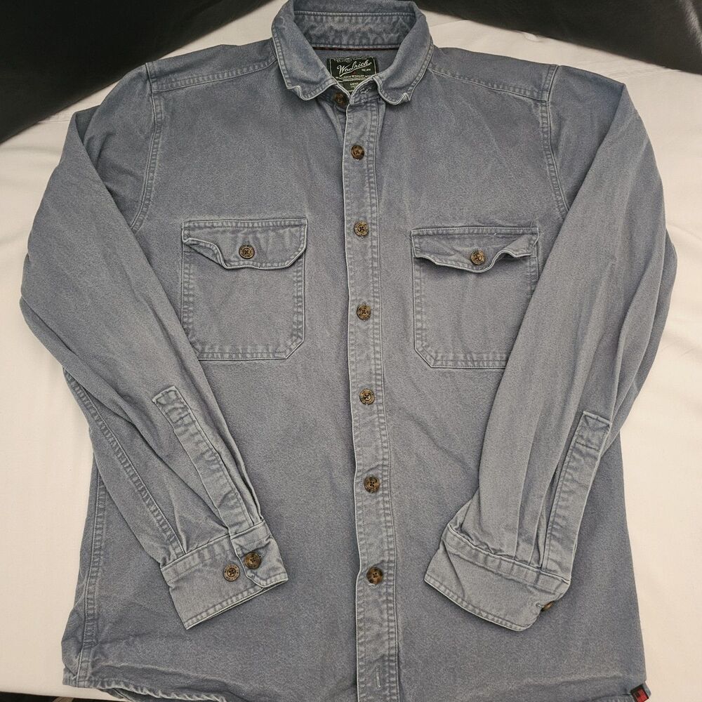 Mens Woolrich Long Sleeve Button Up Size Medium Long Cotton